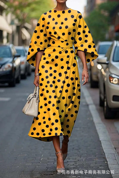 CM | Elegante vestido largo con mangas murciélago