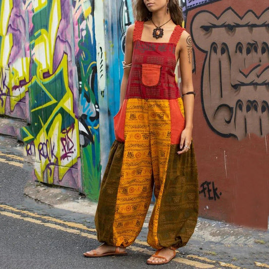 CM | Loose Sling Print Bag Casual Jumpsuit