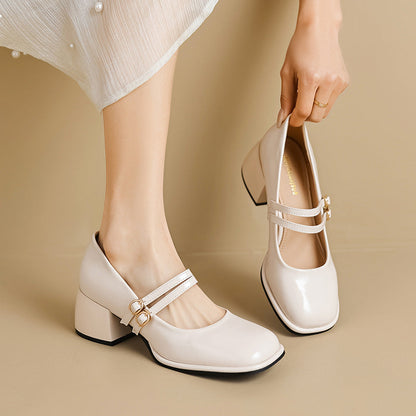 CM | Zapatos vintage con doble correa y tacón de bloque