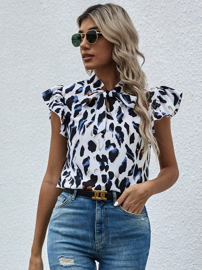CM | Blusa seta estampada con cordones