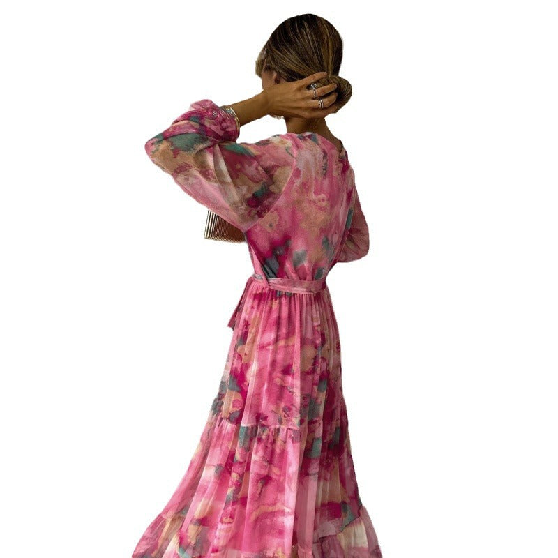 CM | maxi vestido boho plisado con cuello en V