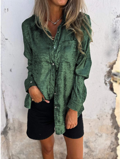 CM | elegante vestido blusa de satén de manga larga