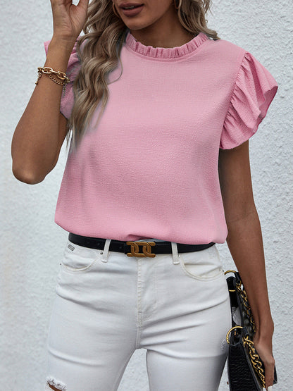 CM | Lazo con volantes Camiseta de tirantes monocolor