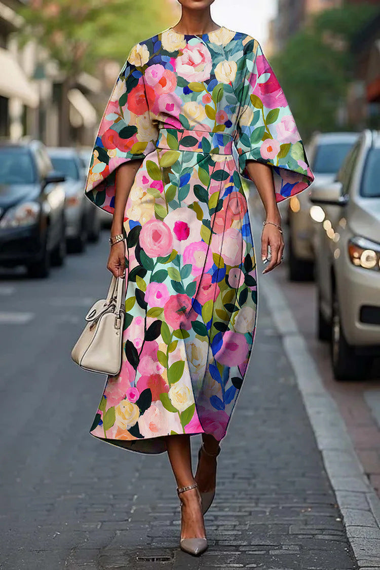 CM | Elegante vestido largo con mangas murciélago