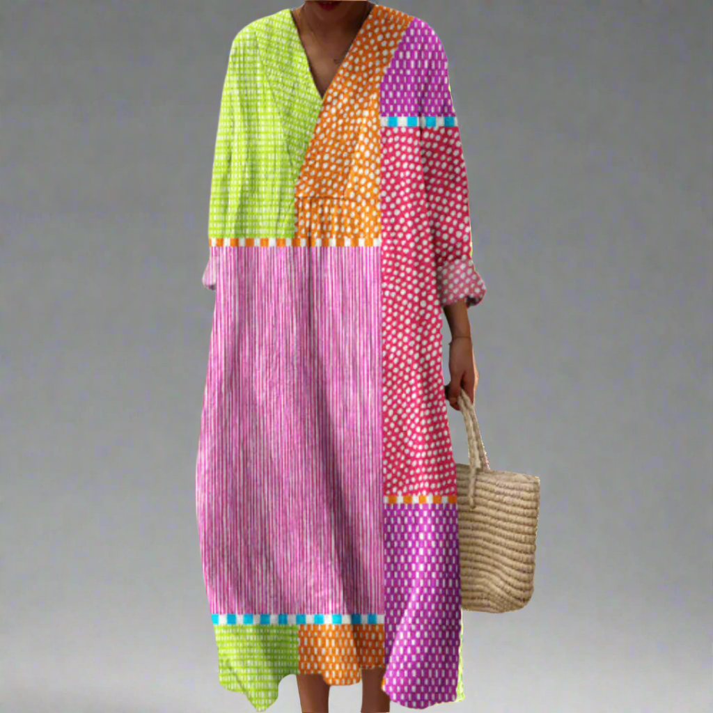 CM | Maxi Vestido Patchwork Polka