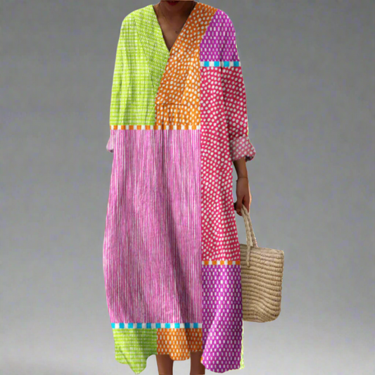 CM | Maxi Vestido Patchwork Polka