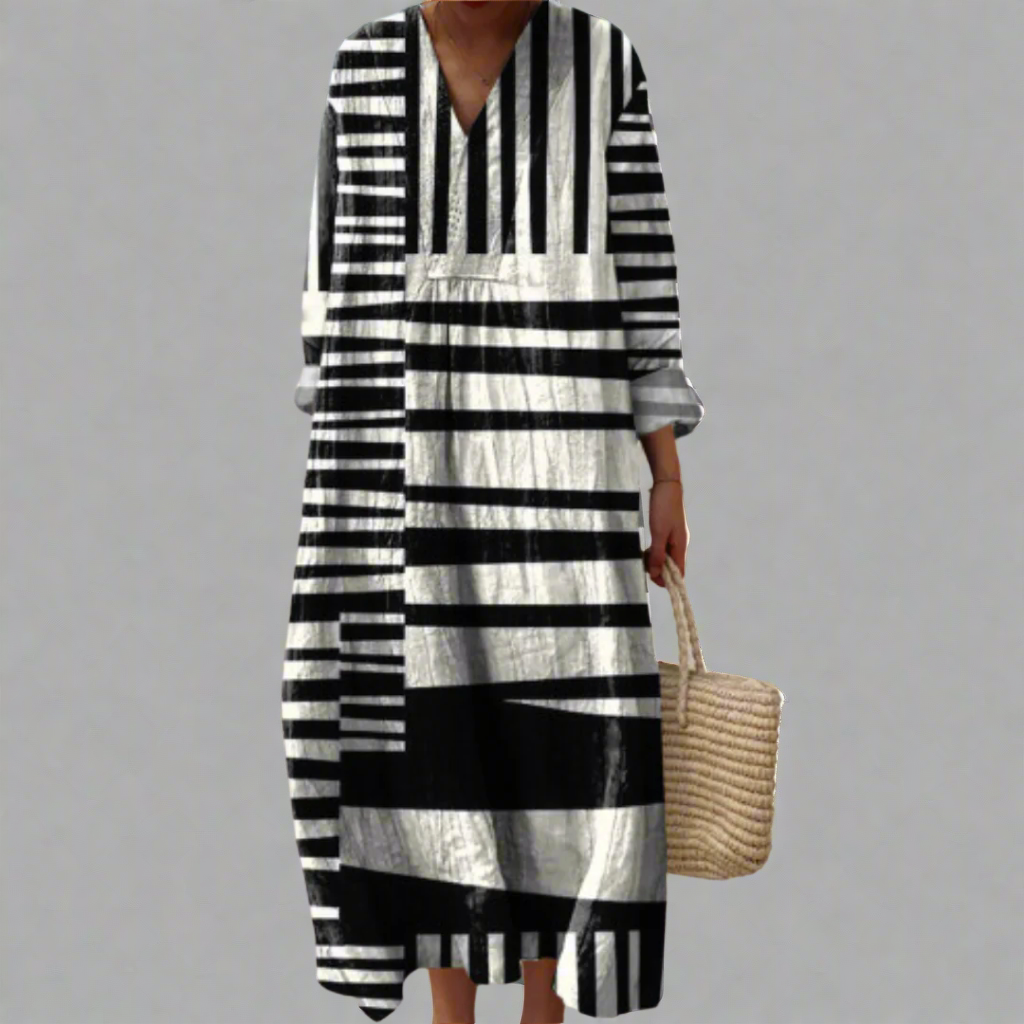 CM | Maxi vestido de rayas lisas