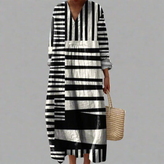 CM | Maxi vestido de rayas lisas