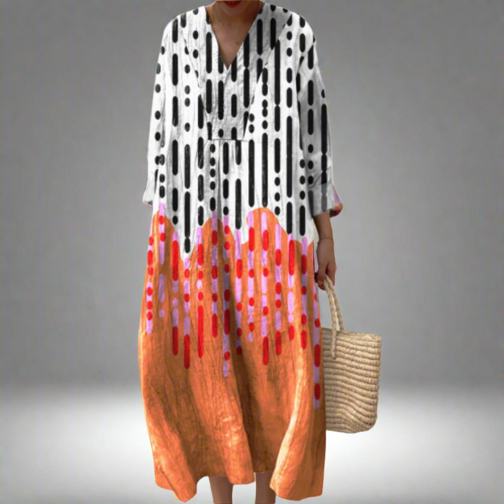 CM | Maxi vestido abstracto con estampado de gotas