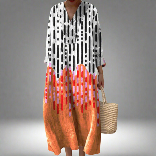 CM | Maxi vestido abstracto con estampado de gotas