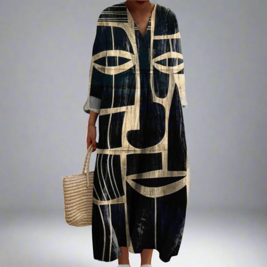 CM | Vestido midi artístico de inspiración tribal