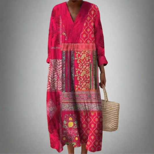 CM | Vestido largo midi en patchwork boho