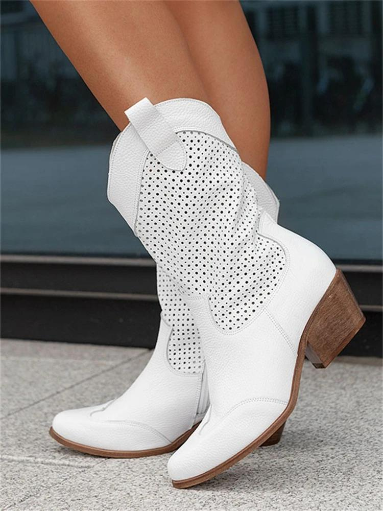 CM | Botas de mujer de corte bajo y tacón medio de ante de marca Trendy