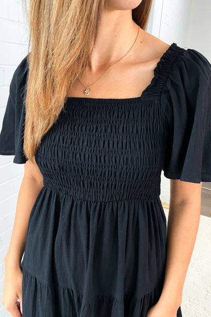 CM | Femenino vestido midi sin hombros