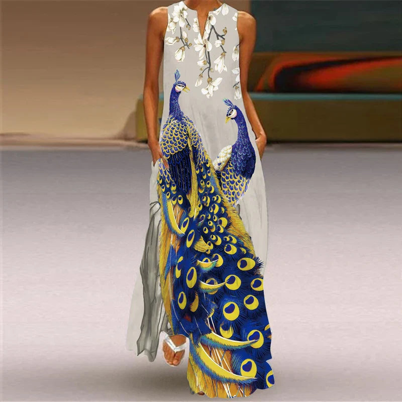 CM | Moda y sexy mujeres hendidura v-cuello maxi vestido