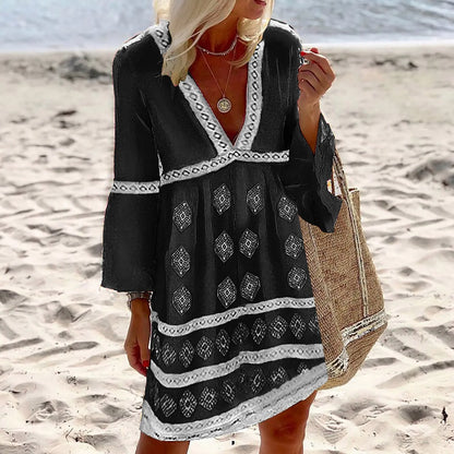 CM | blusa, cuello en V profundo, mangas acampanadas