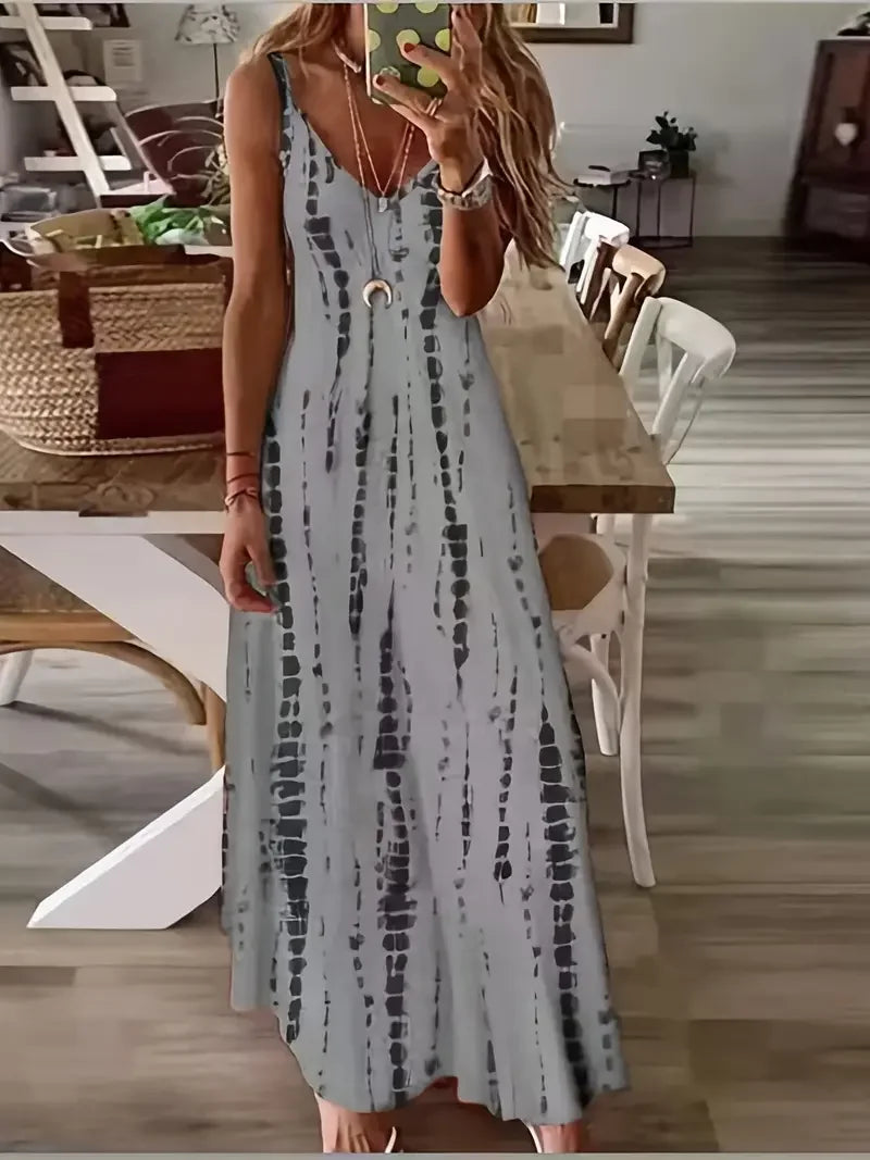CM | maxi vestido de tirantes con cuello en V para mujer