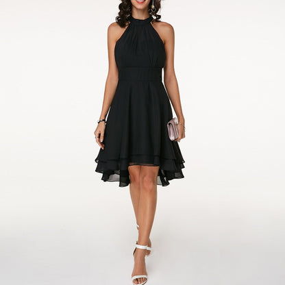 CM | Vestido corto con cuello alto y volantes