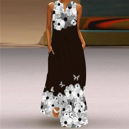 CM | Moda y sexy mujeres hendidura v-cuello maxi vestido