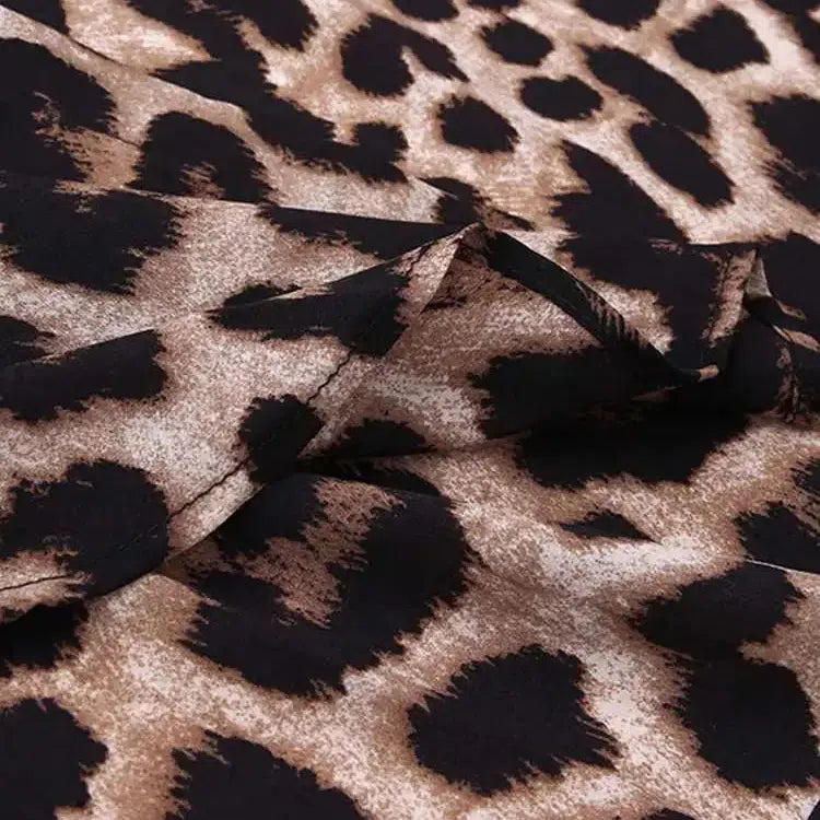 CM | Vintage Leopard Maxi Vestido Otoño Manga Larga Oversized Sunday Dress