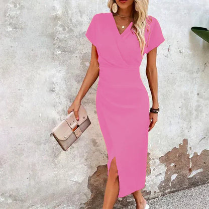 CM | mini vestido corto casual con cuello en v para mujer