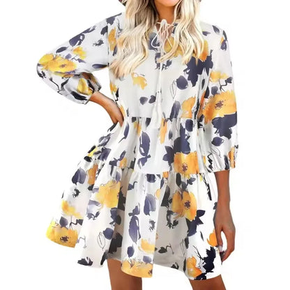 CM | Vestidos Elegantes de Verano para Mujeres Maxi Vestido Floral con Cuello en V