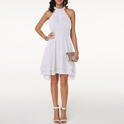 CM | Vestido corto con cuello alto y volantes