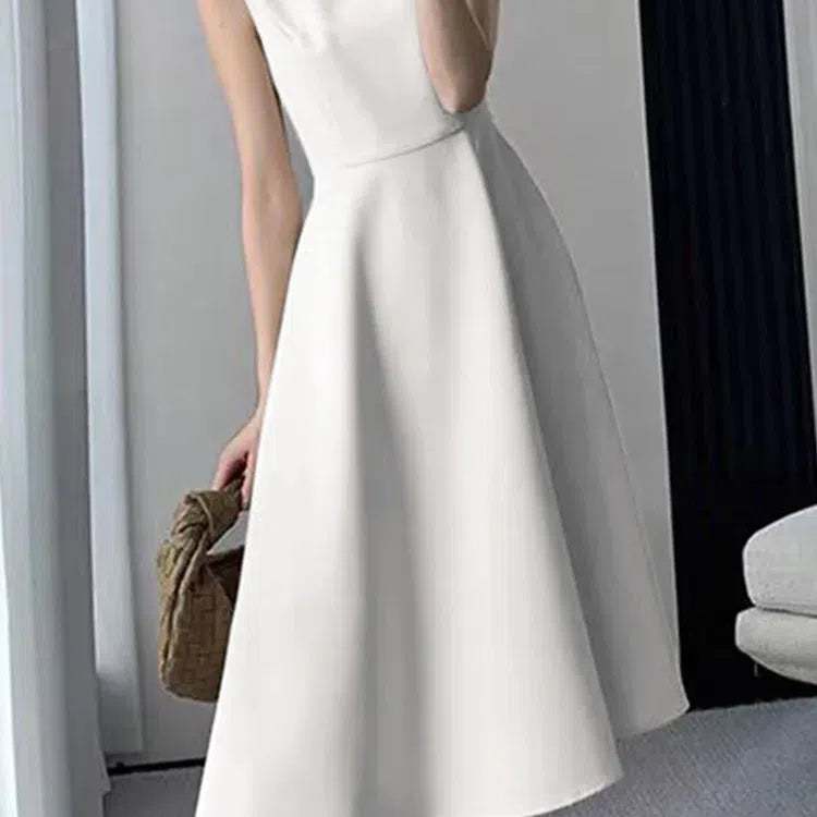 CM | ZANZEA Casual O-Cuello Tanque Vestido Midi Mujeres Elegante Verano Sundress