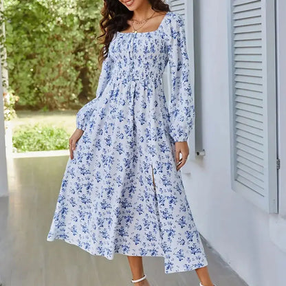 CM | Vestidos Elegantes de Verano para Mujeres Maxi Vestido Floral con Cuello en V