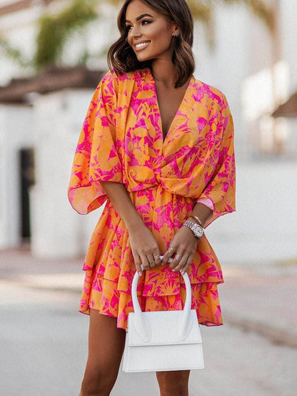 CM | Vestido corto vaporoso con estampado floral