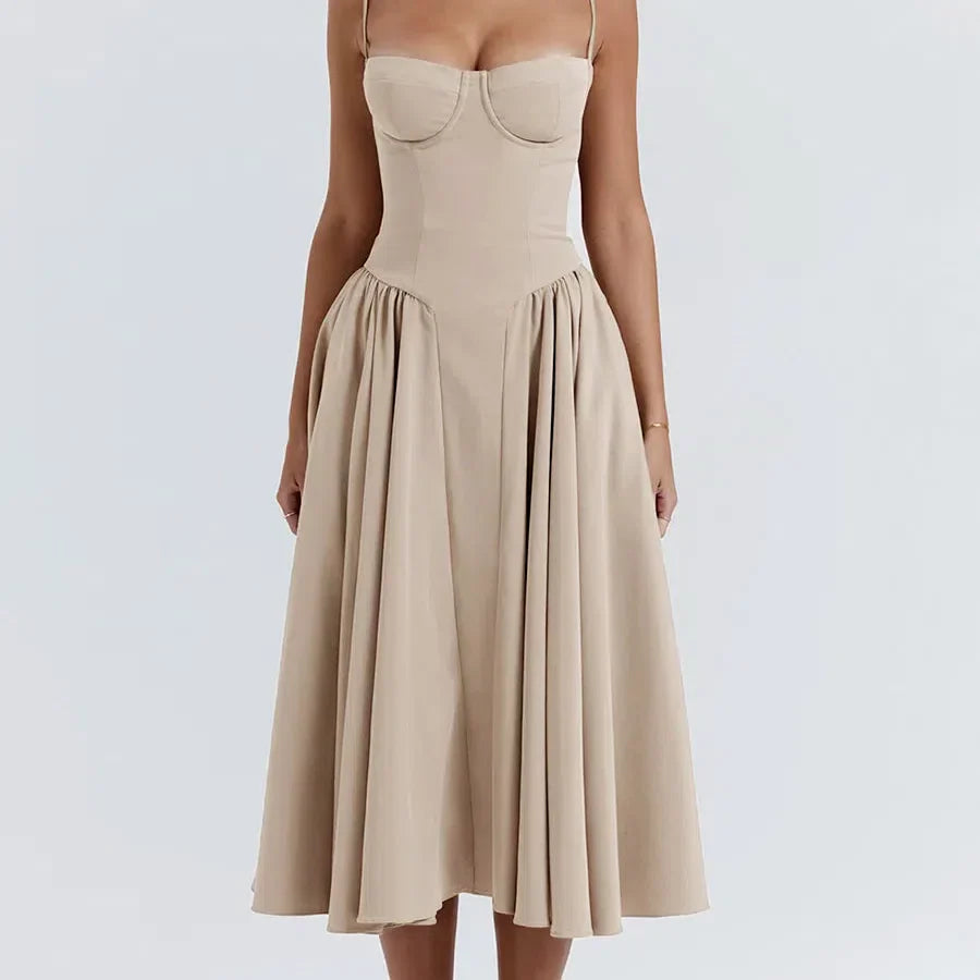 CM | Combhasaki Señoras Verano Vintage Sin Mangas A-Line Vestido Largo