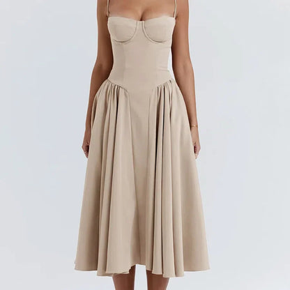 CM | Combhasaki Señoras Verano Vintage Sin Mangas A-Line Vestido Largo