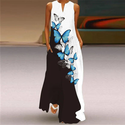 CM | Moda y sexy mujeres hendidura v-cuello maxi vestido