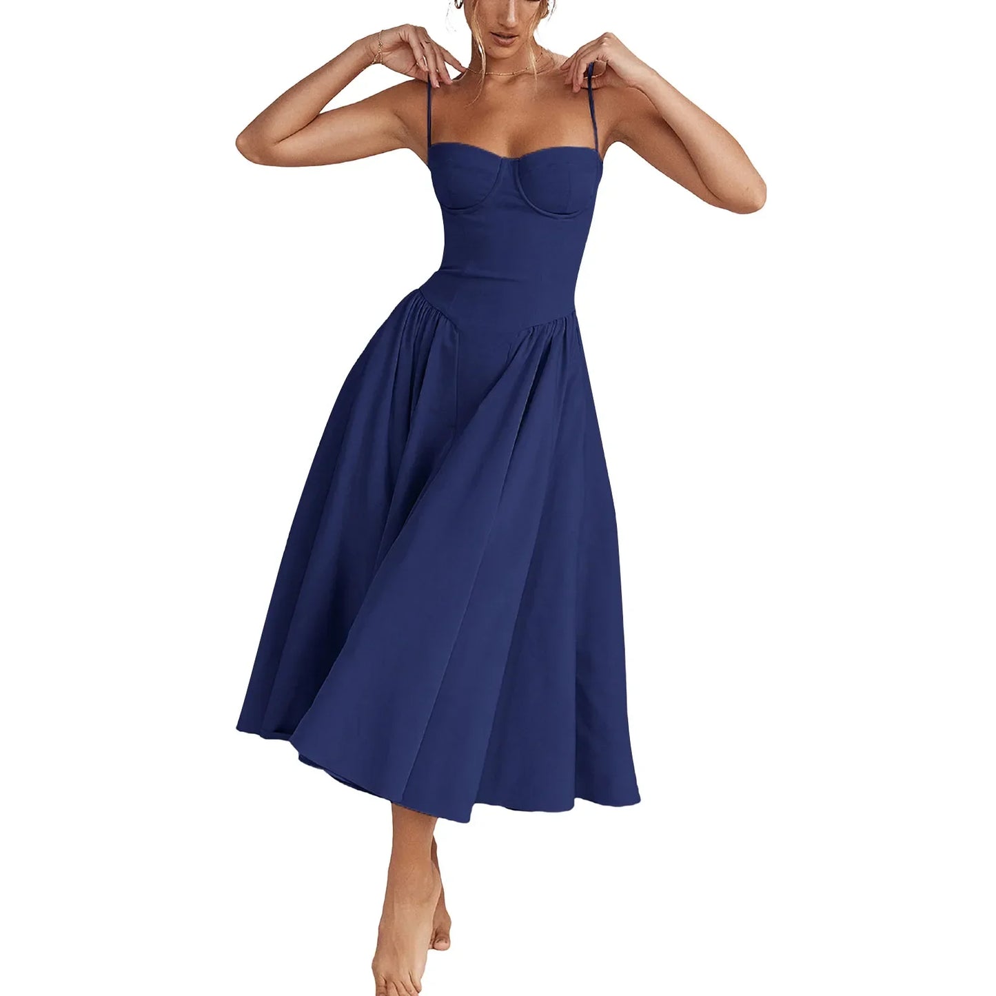 CM | Combhasaki Señoras Verano Vintage Sin Mangas A-Line Vestido Largo