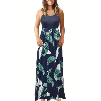 CM | Vestidos Elegantes de Verano para Mujeres Maxi Vestido Floral con Cuello en V