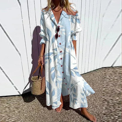 CM | Bohème maxi vestido con mangas abullonadas