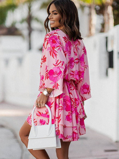CM | Vestido corto vaporoso con estampado floral