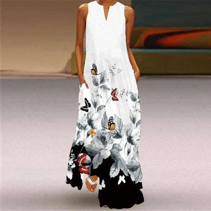 CM | Moda y sexy mujeres hendidura v-cuello maxi vestido
