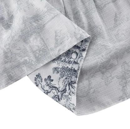 CM | Vestido corto con estampado de lino jouy