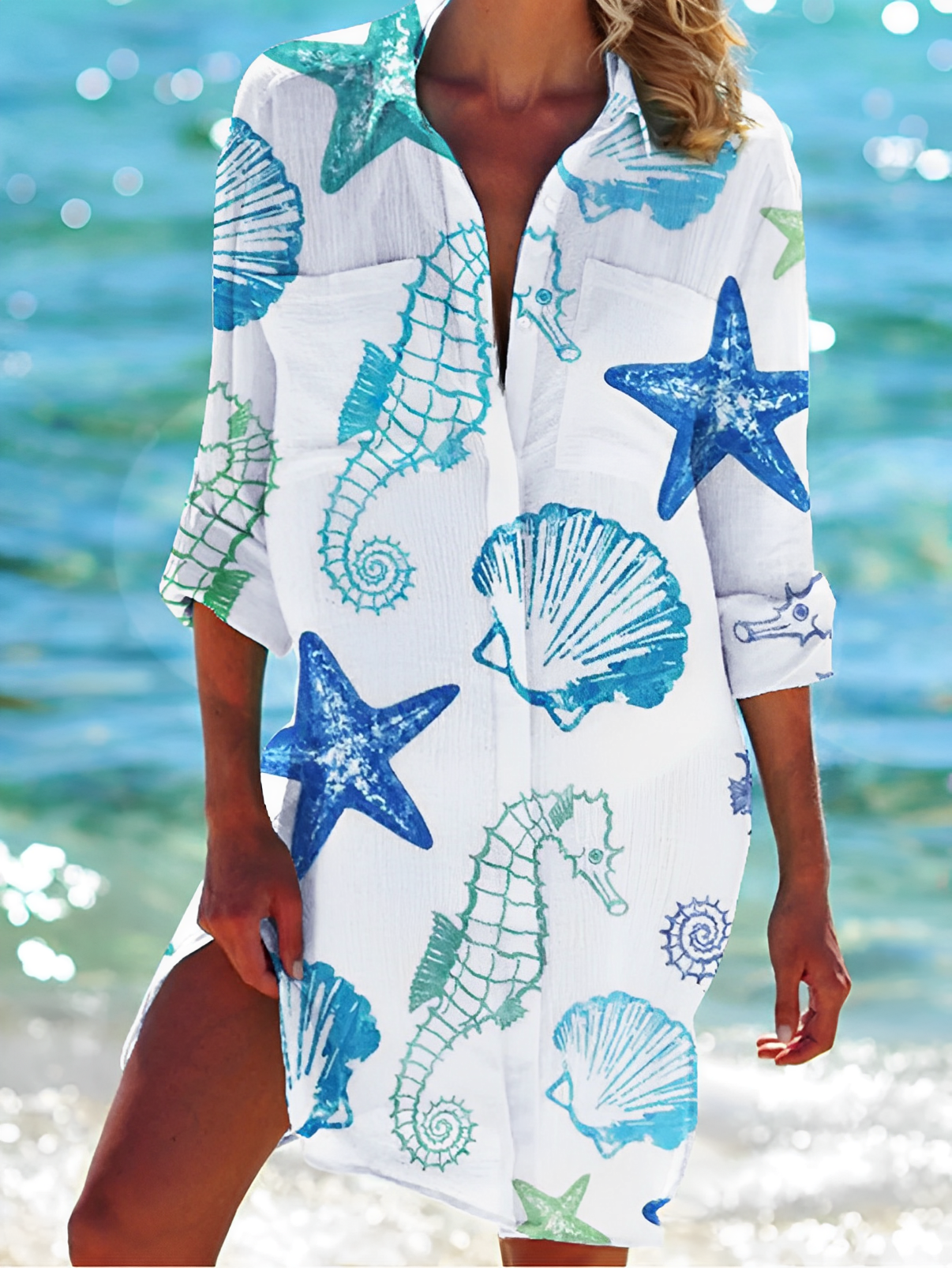 CM | Blusa con cierre de botones Blusa festiva para mujer