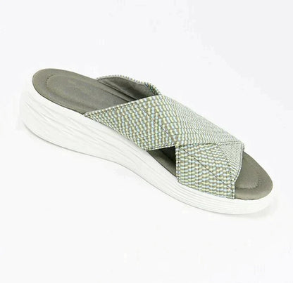 CM | sandalias ortopédicas de cuña baja con tira cruzada y puntera abierta