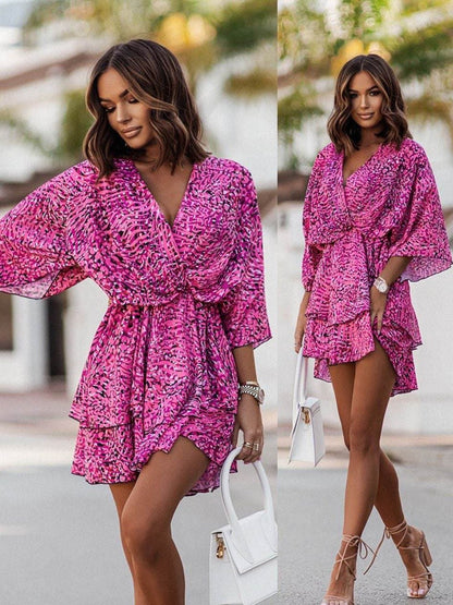CM | Vestido corto vaporoso con estampado floral