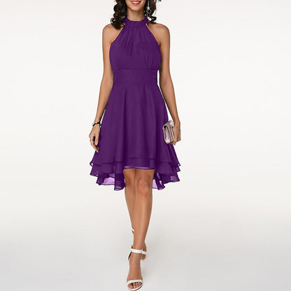 CM | Vestido corto con cuello alto y volantes