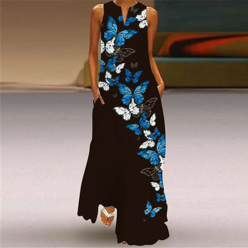 CM | Moda y sexy mujeres hendidura v-cuello maxi vestido