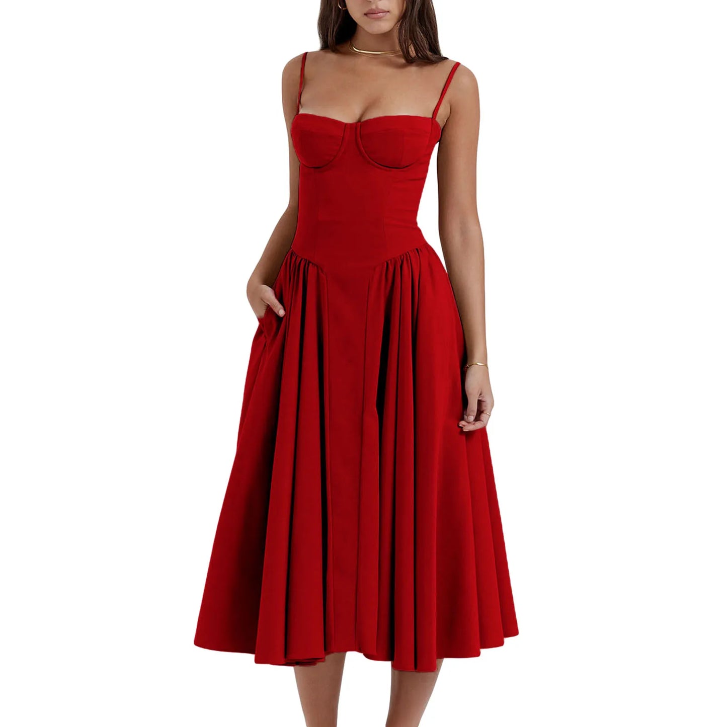 CM | Combhasaki Señoras Verano Vintage Sin Mangas A-Line Vestido Largo