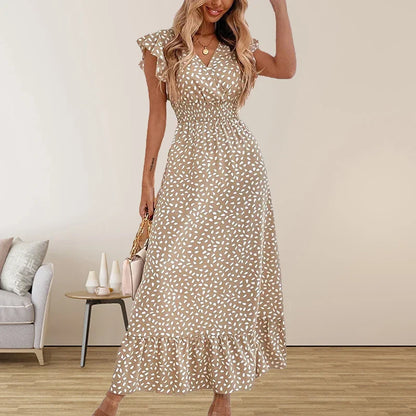 CM | Amazon Cross Border Comercio Exterior Mujeres V-Cuello Cintura Vestido Largo