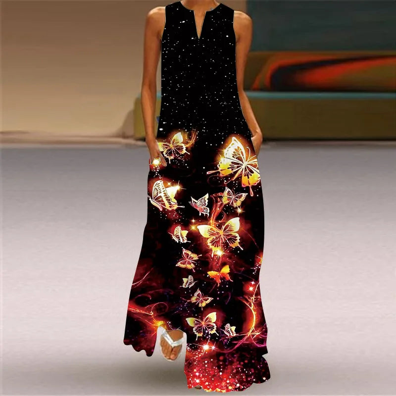 CM | Moda y sexy mujeres hendidura v-cuello maxi vestido