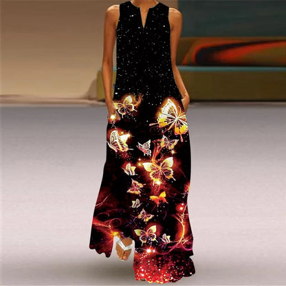 CM | Moda y sexy mujeres hendidura v-cuello maxi vestido