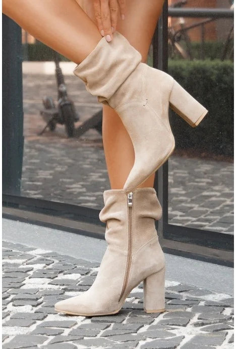 CM | Botas con tacón bloque de ante