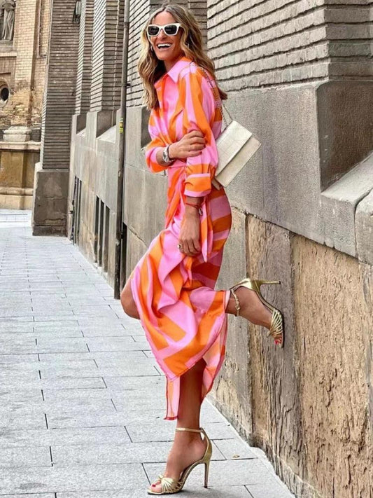 CM | maxi vestido de rayas para mujer - ligero y vaporoso conjunto de verano
